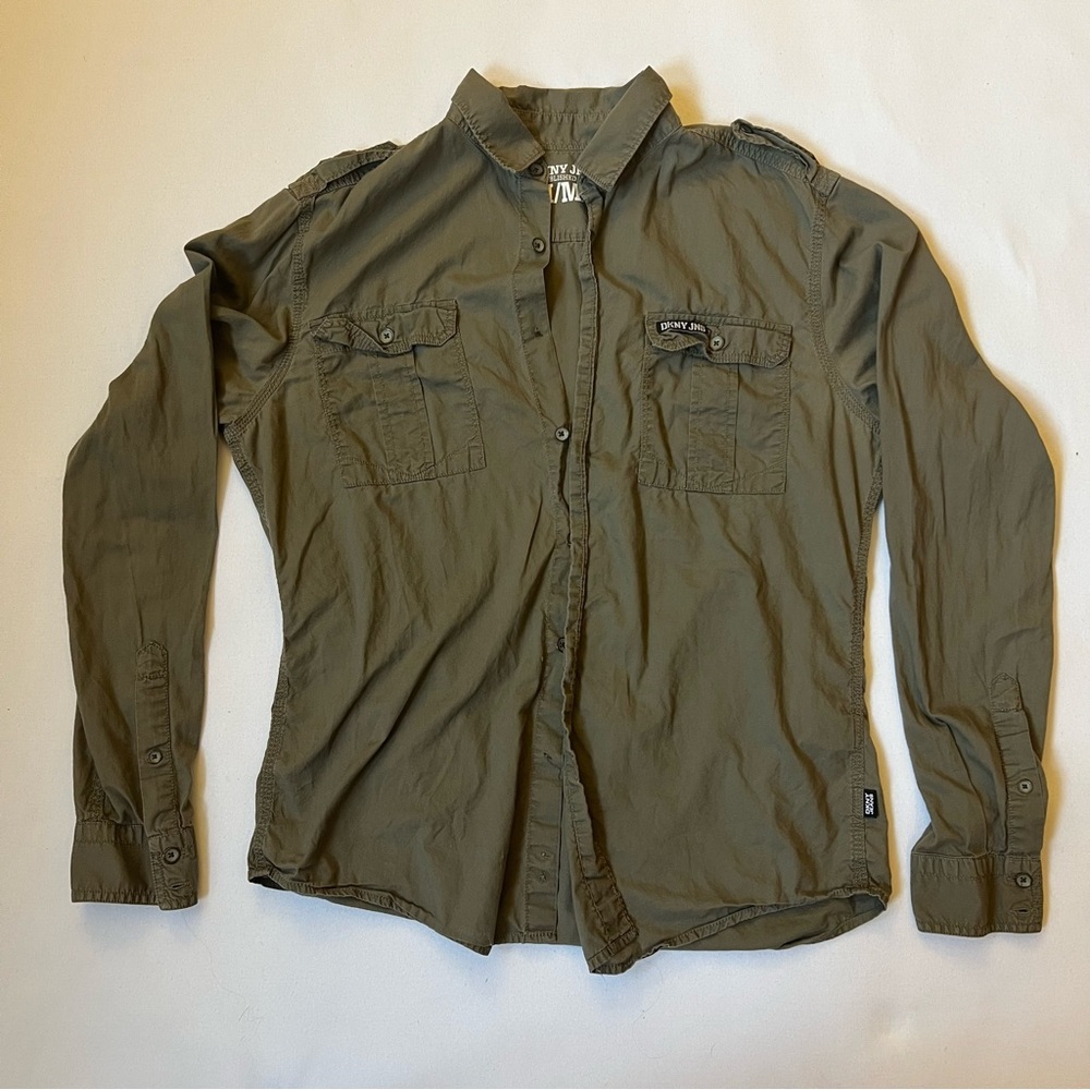 green dkny jeans long sleeve button up